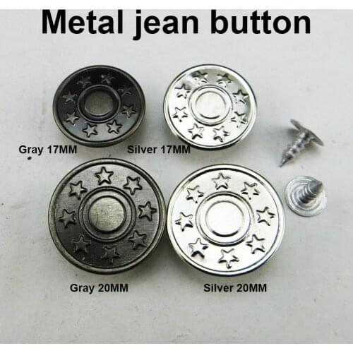 30PCS 17MM metal jean Star button 20MM Decorative brand round ring buttons clothes accessory MJB-301G