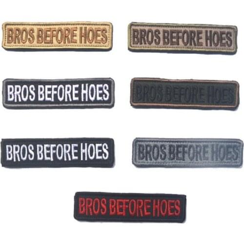3D Embroidery Patches Loops And Hook BROS BEFORS HOES Patches Military Badge Badges Stickers Strip English Chest