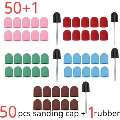 50pcs 13 * 19mm Blue Pink Sanding Covers Rotary Rotary Electric Nail Drill Bit for Manicure pedicure Drill Accessory