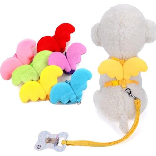 Angel Cat Harness and Leash Set Cute Dog Pet Colorful Adjustable Leash Wing Designer Puppy Vest Leads Traction Ropes Collars