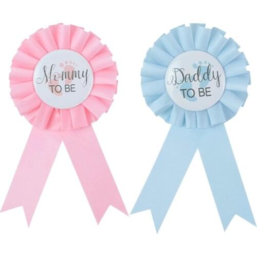 Baby Shower Blue Pink Badge Mommy To Be Daddy To Be Badge Baby Girl Boy Gender Reveal Party Decoration Babyshower Photo Props