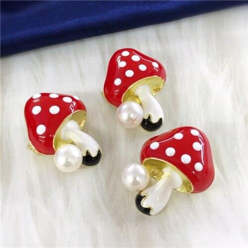 Cute Mushroon Brooch Pin Mountings Findings Settings Base Parts Fittings Women Accessories for Pearls Agate Jade Crystal