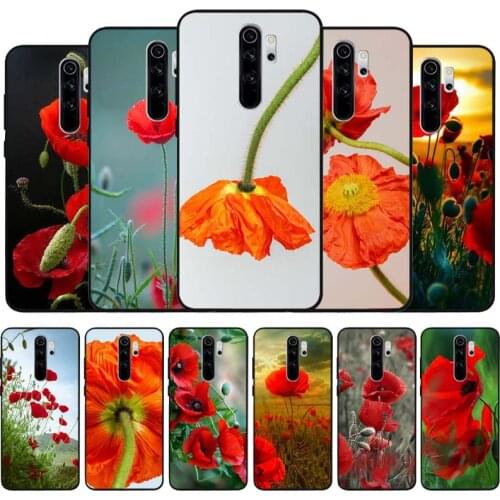 Poppies Poppy flowers black Silicone Phone Case For Redmi note 9 8 7 Pro S 8T 7A Cover