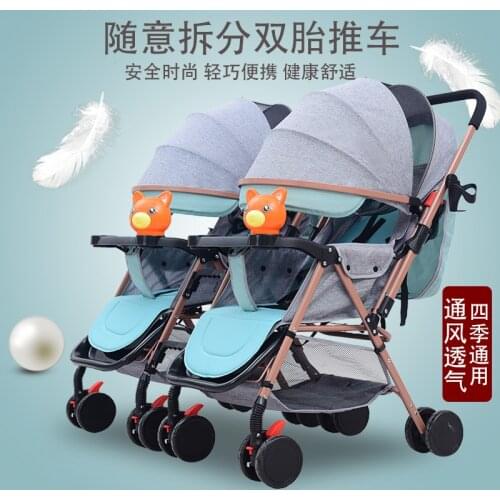 Baby Twin Stroller Can Be Split, Two-way, Two-way, Portable, Reclining and Folding Triplet Stroller