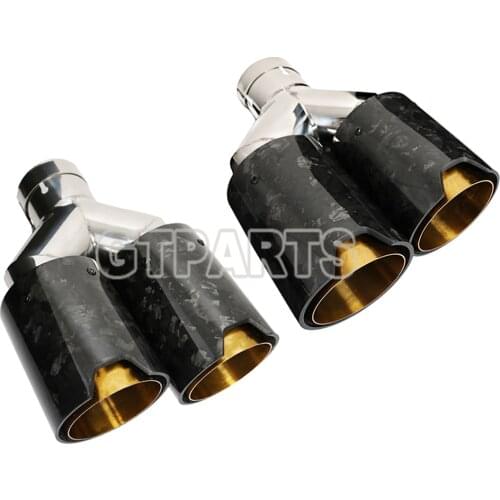 Dual Pipe Forged Carbon Fiber Golden Chrome Stainless Steel Pipe Universal M Performance Exhaust End Pipes Muffler Tips for BMW