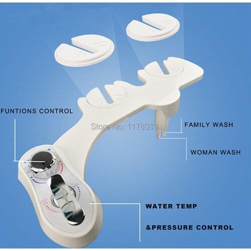 Hot and cold water dual nozzle non-electric smart toilet bidet,female butt clean nozzle bidet,toilet seat shower bidet,J17598