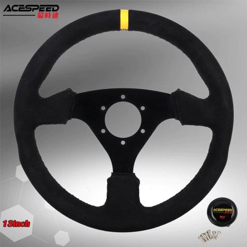 Racing Suede Steering Wheel 13Inch 330mm Karting PC Simulation Game Universal Steering Wheel 6-BOLT 70MM PCD