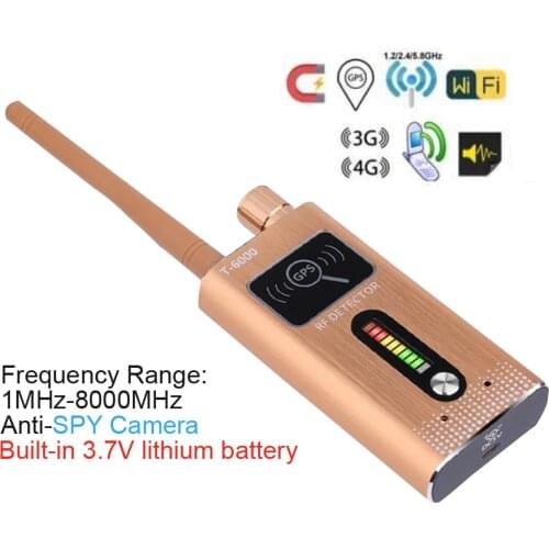 Hot sale T6000 Dual-Module Anti SPY Detector Camera Finder Wireless GPS Tracker SIM card RF Signal Scanner built in battery
