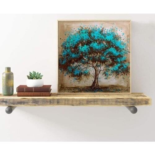 HJMGL 5D DIY Full Diamond Painting Cyan Tree Rhinestones Embroidery Plant Scenery Diamond Mosaic Art Home Decor