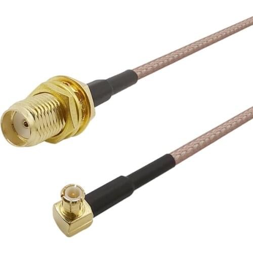 RG-316 15CM 6inch Low Loss SMA Female Jack to MCX Male Plug Right Angle RF Coaxial RG316 Cable Pigtail Adapter Wire Connector