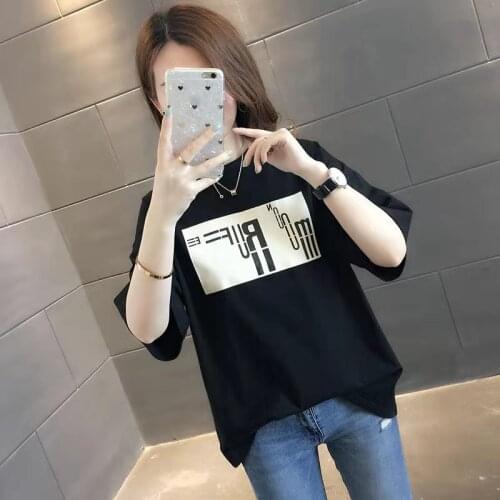 Fattening Plus Size Fat MM185 Jin Half Sleeve Student 2021 New Korean Medium Length T-Shirt Womens Loose Fit