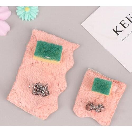 1:12 Dollhouse Mini Kitchen Cleaning Tool Set Rag Sponge Wiping Dishwashing Ball Doll House Cleaning Tools