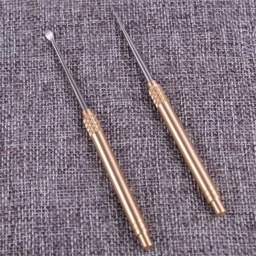 LETAOSK Titanium Alloy Brass Ear Spoon Toothpick Travel Rust-resistance Outdoor Tools Kit