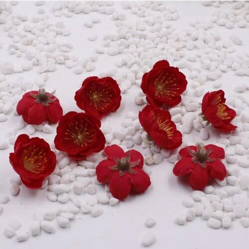 Simulation peach/cherry blossom/plum silk flowers, dried flowers wedding decoration craft materials 5pcs/bag 3.5CM