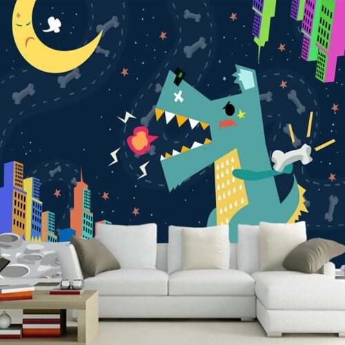 Cartoon Monster moon children 3d wallpaper mural papel de parede, living room TV sofa wall kids' bedroom wall papers home decor