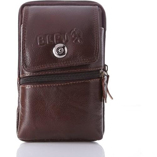 Mens Full-Grain Leather Running Bag Multifunctional Wallet Mobile Phone Waist Bag Night Market Supply Factory Wholesale