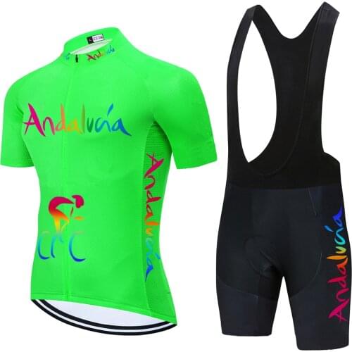 Men Andalucia Cycling Jersey Set 2018 Cycling Wear MTB Bicycle Short Sleeves Set Bike Sport Clothing Kits Maillot Ropa Ciclismo