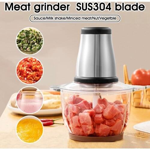 Meat Grinder Food Processor 2 Speeds 300W Electric Chopper 2L Capacity Mincer for Meat Vegetables Fruits Nuts Processor Slicer