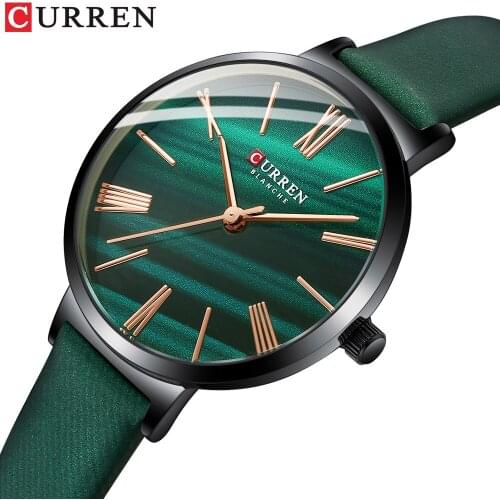 New CURREN 2020 Fashion Luxury Brand Watches for Women Leather Strap Quartz Female Clock Dress Gift Lovely Girl Wristwatch 9076