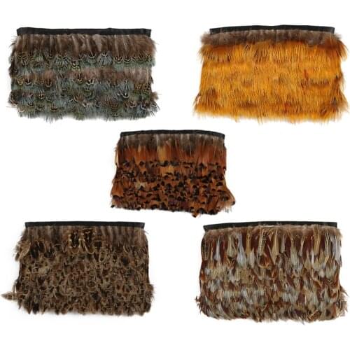 Wholesale 1M/Lot Feather Trims Trim Cloth Side band Chicken Pheasant Feather Lace DIY Handmade Craft Clothing Wedding Decoration