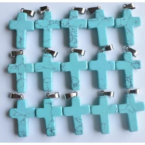 Wholesale 50pcs/lot fahsion Hot Sale Cross Charm Stone Pendants for necklaces Jewelry making free shipping