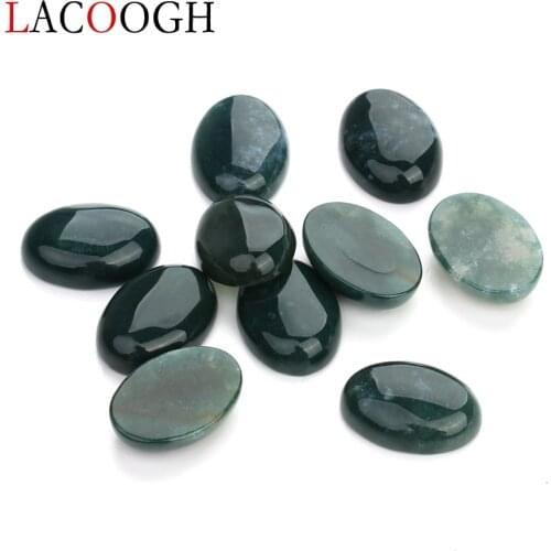 Wholesale Fashion Bulk 10pcs 13*18mm Oval Flat back Green Cabochons Beads Natural Stone Beads for DIY Jewelry Making Findings