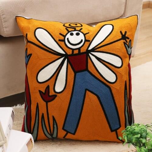 Creative Picasso Art Abstract Embroidered Pillow Cover Cotton Cushion Cover Throw Pillows Case for Home Bed Sofa Car Decorative