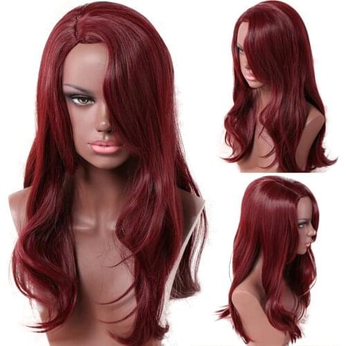 Natural Body Wave Wig Red Brown for White/Black Women Hair Wigs Heat Resistant Synthetic Wig Natural Fake Hair Romance Style