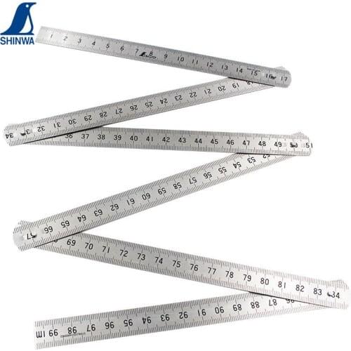 SHINWA Penguin Portable 6-folding Stainless Steel Rule Polish Finish 1m Ruler 63770