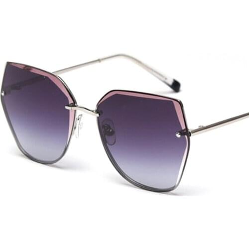 New Trends Retro Square Sun Unisex Driving Metal frame Sunglasses For Women Men Big Shades Rimless Eyewear Gradient Glasses UV