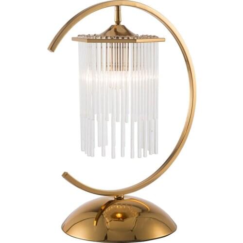 Modern simple crystal table lamp clear glass crystal column table light for living room bedroom study deco LED reading light