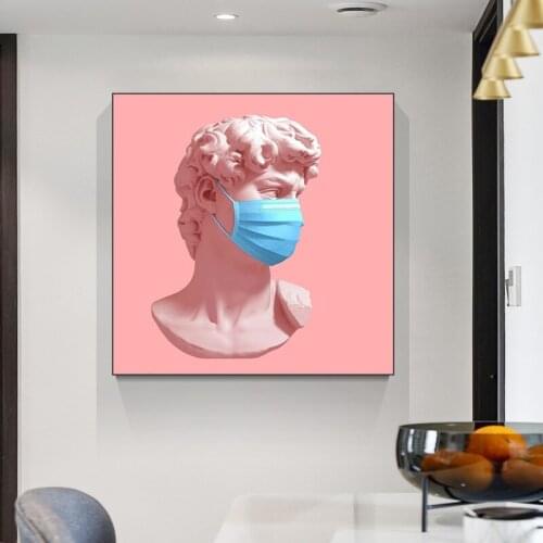 Modern statue with Mask Posters statue pop art Home Decoration Art Painting Room Posters Canvas Picture Cuadros wall decorations