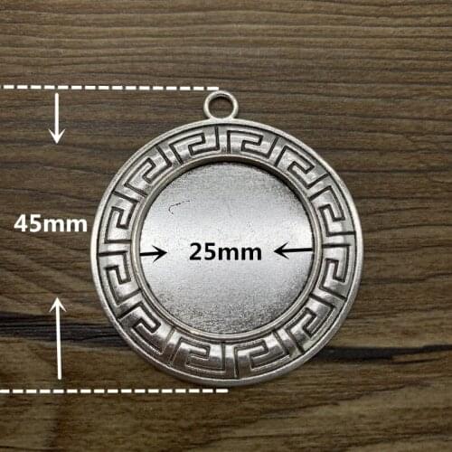 2pcs 25mm Glass Cabochon Alloy Material Cameo Base Setting Jewelry Findings Pendant Bracelet Jewelry Making #0033