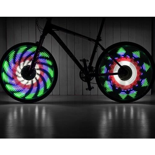 Bicycle Wheel Light 64 LED Lamp Beads 30 Patterns Double Display Waterproof Mountain Bike Tire Spoke Light Bicycle Accessories