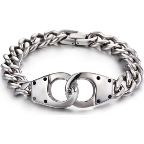 8.46" Unique Handcuff Bracelet Stainless Steel Mens Bracelet Jewelry New Jewelry Hot selling