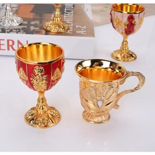 30ML Wine Glasses Retro Creative Beverage Wine Cup Gold European Style Home Bar Decor Drinking Tools