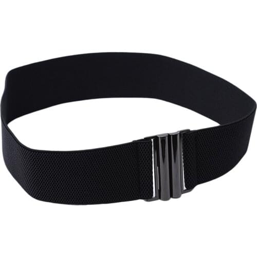 Women Buckle Black Belt High Quality Elastic Band Belt New Fashion Simple Down Jacket Belt Dress Decoration Gift