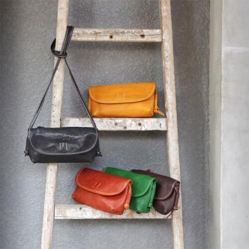 Handmade Leather Women Bag Leisure Handbag Versatile Soft Leather Retro High Quality Solid Color Female Shoulder Bags