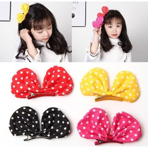 1PC Kids Polyester Dot Bowknot Fashion Hair Accessories Boutique Headwear Accessories Girls Hair clip hairpins Hair Bow