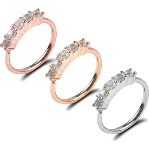 1 Pcs Piercing Nose Ring Expander Seamless Segment Ear Nose Hoops Gold Color Cz Tragus Cartilage Earrings Nostril Body Jewelry