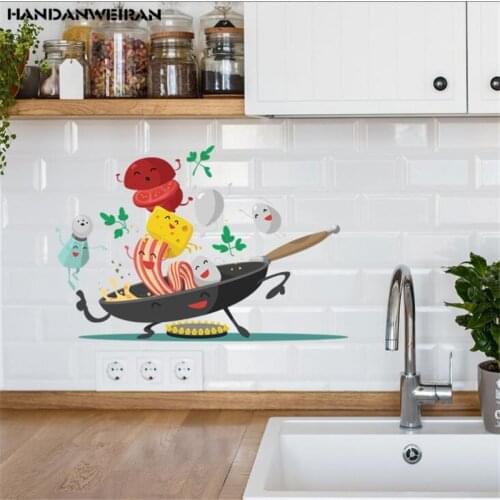 1PCS Joyful Pan Wall Stickers Kitchen Refrigerator Cabinet Waterproof Pvc Art Decal Mural Home Decoration DIY45*30CM
