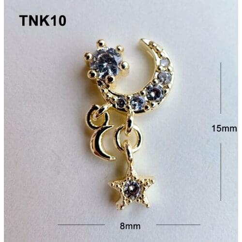 10pcs TNK10 Luxury Moon Star Alloy Zircon Nail Art Crystals Rhinestone Jewelry Nails Accessories Supplies Decorations Charms
