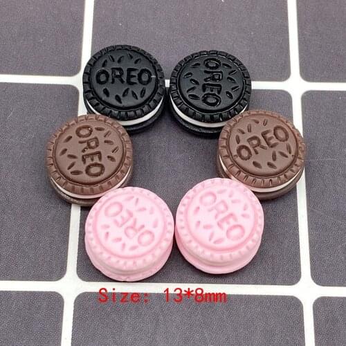 15pcs Miniature Resin Cream Biscuit Flat back Cabochons Simulation Fake Food Scrapbooking DIY Embellishment Decoration Crafts