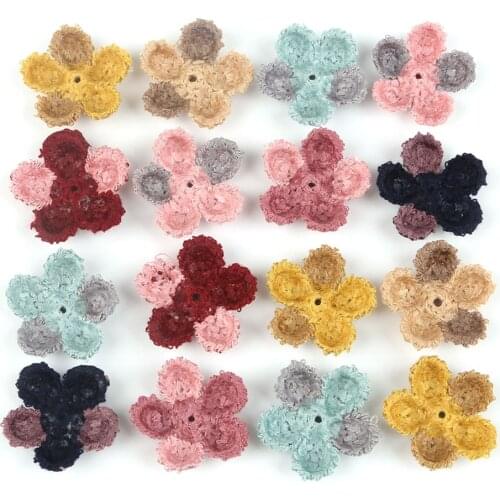 20pcs Creative 25mm Hand-woven Mini Woolen Flower Rustic Style Clothing Decoration DIY Sewing Craft Supplies Scrapbook Making