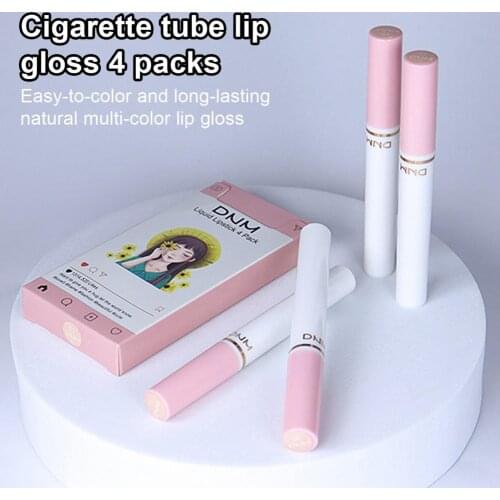 4Pcs/Box Beauty Makeup 1.5g Lip Lacquer Long Lasting Lightweight Full Color Cigarette Tube Lip Gloss Set for Dating