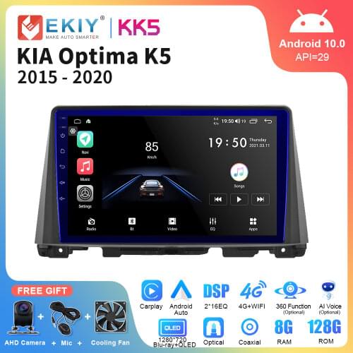 EKIY 8 Core 4G WIFI Android 10.0 Car Multimedia Player For KIA K5 Optima 2016-2018 Auto Stereo GPS Navigation Bluetooth Radio