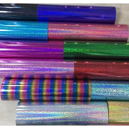 Free shipping 1 sheet 10"x40"/25cmx100cm Laser Heat Transfer Vinyl Hologram Rainbow PVC Press Tshirt Iron On HTV Printing SALE