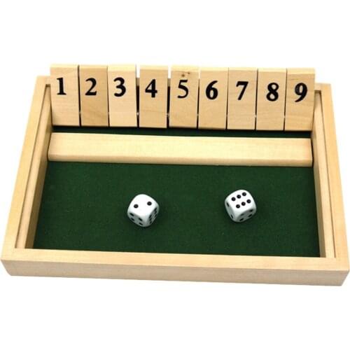 2020 New Flop Games Shut Box Wooden Board Game with Dice for Classroom Home Party Kid Adults