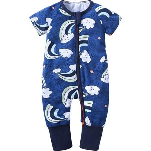 Baby Short-sleeved Jumpsuit Summer Cotton Rompers Infant Baby Boys Gilrs Cotton Jumpsuit Newborn Child Cloud One-piece Dress Out