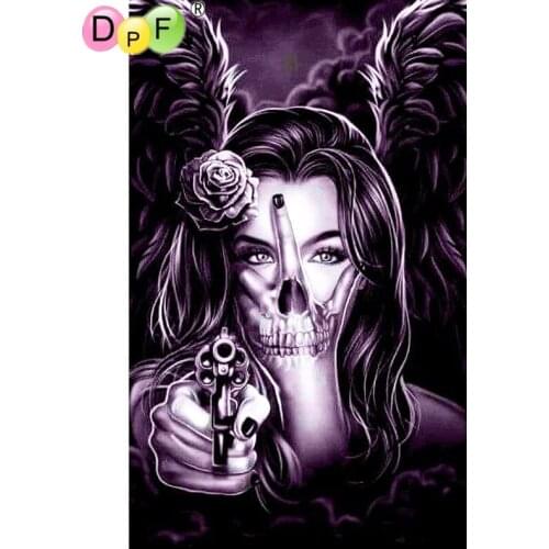 DPF DIY Gift 5D full Round Diamond Painting Magic Cube Cross Stitch woman angel gun shoot Diamond Embroidery crafts Mosaic Decor